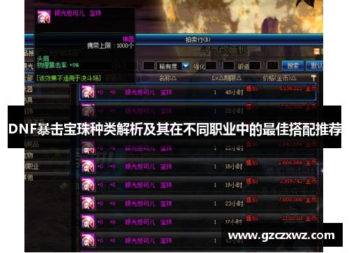 DNF暴击宝珠种类解析及其在不同职业中的最佳搭配推荐